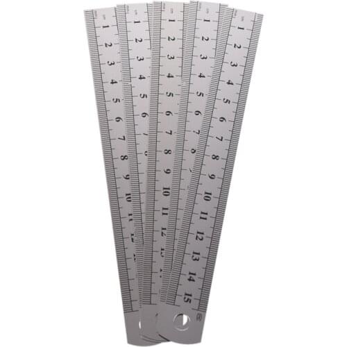 5 Pcs Dual Side Marked 15cm 6 inch Stainless Steel Straight Ruler
