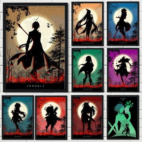 5D Diamond painting Genshin Impact Poster ZhongLi Anime Poster Full Square/Round Diamond Embroidery Cross Stitch Home Decor Gift