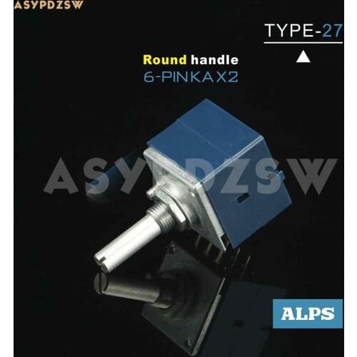 6-PIN Original ALPS Type-27 Round handle volume potentiometer RK16 10KA 20KA 50KA 100KA 250KA