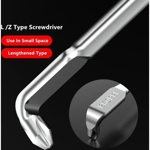 BROPPE Lengthened Screwdriver Phillips/Slotted/ Hex/Torx 90-Degree Right Angle Elbow Magnetic Z/L Type Screwdriver