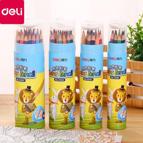 DELI Color Pencil 12/18/24/36 Triangle Pole Color Lead Painting Pen Student Art Coloring Color Set