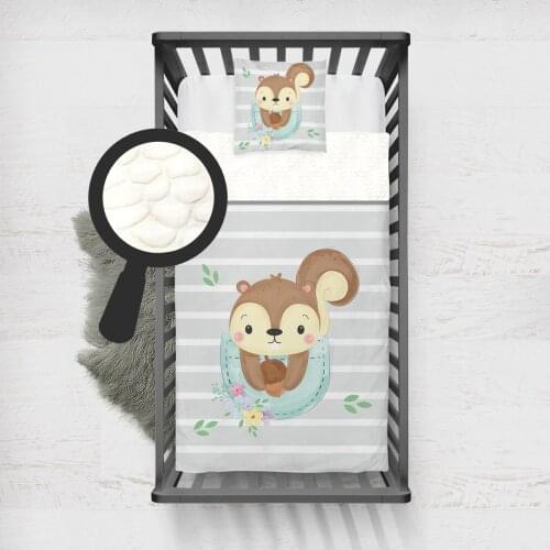 Kids Minky Blanket Super Soft and Warm Baby Blankets Children for Couch and Bed Gray Squirrel Nut Flower Model 187