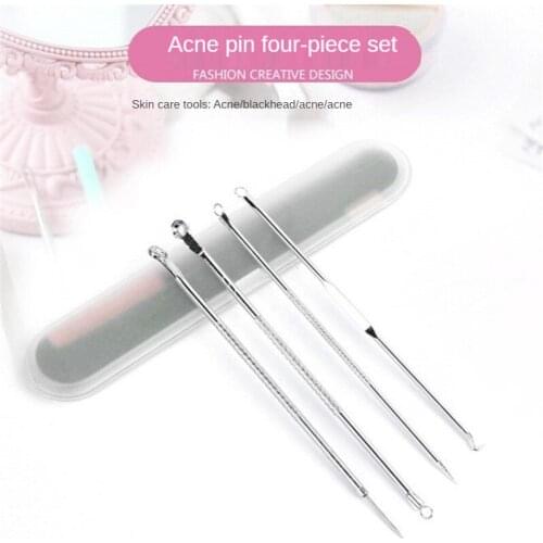 LaMilee 4pcs/set Blackhead Comedone Acne Pimple Blackhead Remover Tool Spoon for Face Skin Care Tool Needles Facial Pore Cleaner