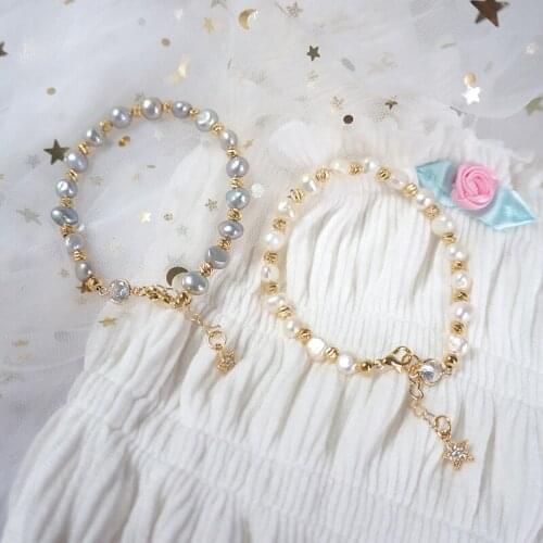 Korean XINGX Baroque Gray White Freshwater Pearl Bracelet Womens New Simple Temperament Vacation Girl Ins