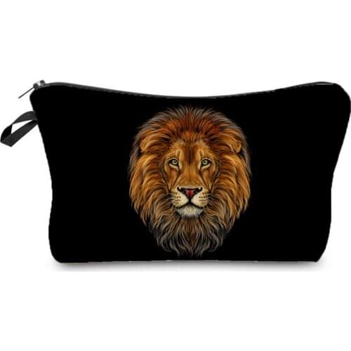 Fashion Printed Lion Cosmetics Organizer Bag Daily Use Womens Makeup Bag High Quality Storage Bags for Women Small Female Bag