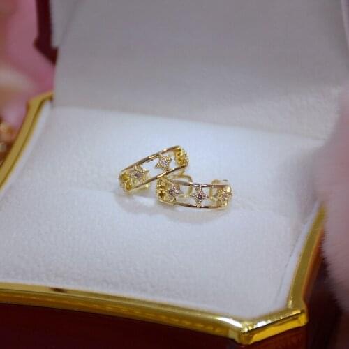 New Korean Gold Color Star Ear Cuff For Women Zircon Clip On Earrings Simple earcuff Without Piercing Earrings Jewelry