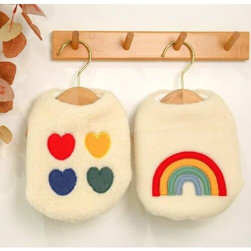 Pet dogs and cats new warm clothes for fall and winter cats and cats clothes four-color love vest rainbow Teddy clothes