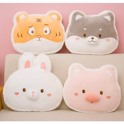 New Soft Cute Tiger Rabbit Husky Pink Pig Plush Stuffed Animal Doll Bedside Pillow Sofa Cushion Car Backrest Soothing Sleep Gift