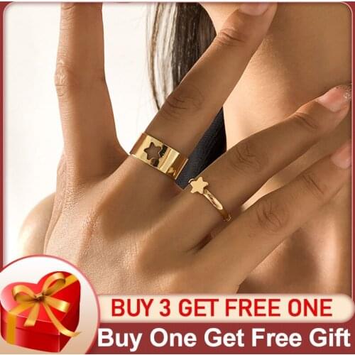 Couple Open Ring For Women Fashion Metal Jewelry 2 3PCS/Set Heart/Moon/Star/Butterfly/Snake Stitching Punk Finger Knuckle Hoop