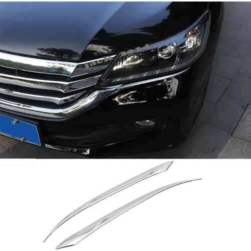 Fit for 2014-2017 Honda Accord 9th Silver Steel Exterior HeadLight Lamp Strip Trim