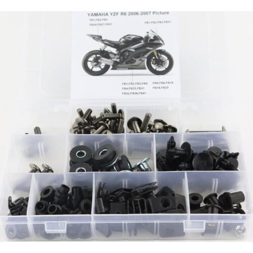 Fit For Yamaha YZF R6 YZF-R6 2006 2007 Motorcycle Complete Full Fairing Bolts Kit Fairing Clips Speed Nuts Side Covering Screws
