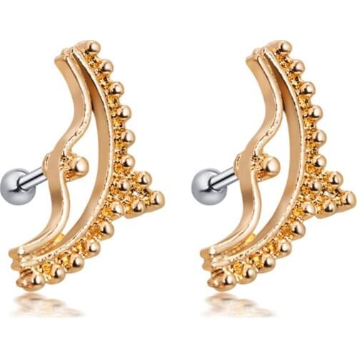 1 Piece 2018 New Trendy Stainless Steel Gold Color Stud Earring for Women High Quality Ear Piercings Fashion Jewelry Gift