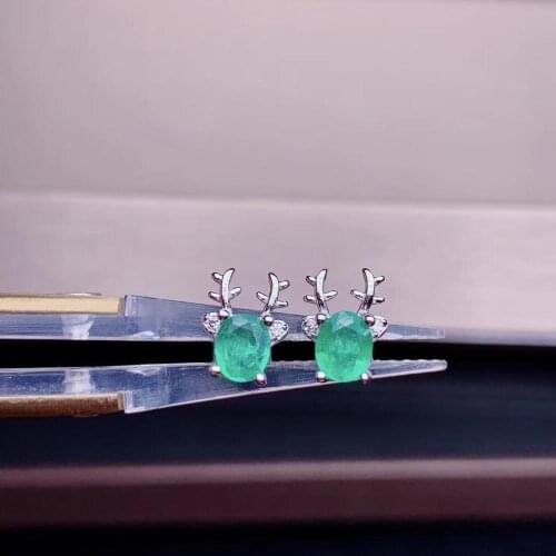 Deer style green emerald gem earrings beauty silver fine jewelry natural gem earring girl women party birthday christmas gift