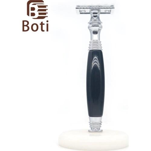 Boti Brush-Double Edge Safety Razor Holder Mens Beard Tool Shaver Blade Black And Silver Color Daily Essentials