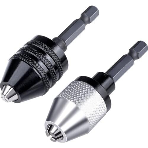 SHGO HOT-2PCS 0.3-6.5mm Keyless Drill Chuck Conversion Tool Keyless Conversion Chuck Adapter,1/4-Inch Hex Shank Drill