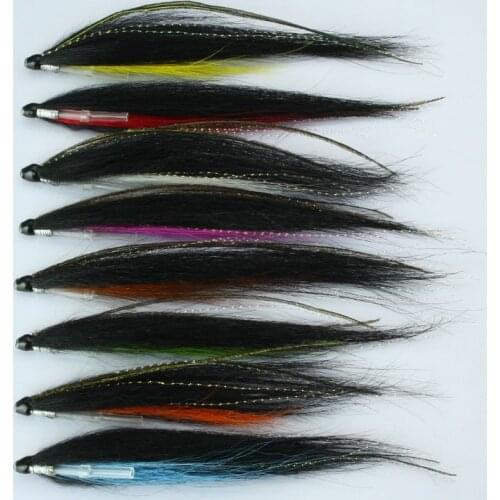 Tube Fly Skinny Sunray Shadow Salmon Flies Total lenght 12cm, tied on 25mm Plastic Tubes (8-pack)