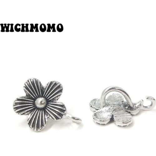 2019 New 27mm 5pieces/bag Retro Zinc Alloy Flowers Connectors Clothes Decorative Charms DIY Earring Hair Jewelry Accessories