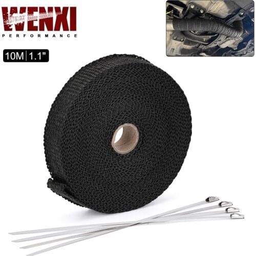 1" 10M Motorcycle Exhaust Thermal Exhaust Tape Header Heat Wrap Resistant Downpipe For Motorcycle Car Accessories + 4 pcs Ties