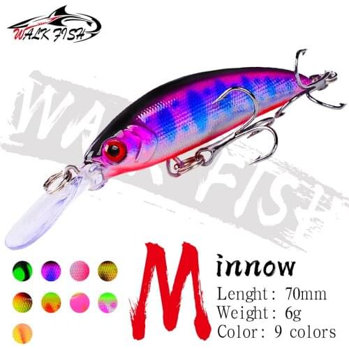 WALK FISH 70MM 6G Minnow Fishing Lure Long Shot Sinking Artificial Hard Bait Freshwater Isca Perch Pesca Fishing Tackle