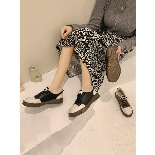 Casual shoes womens autumn and winter 2020 new lace-up plus velvet warm fashion cotton shoes
