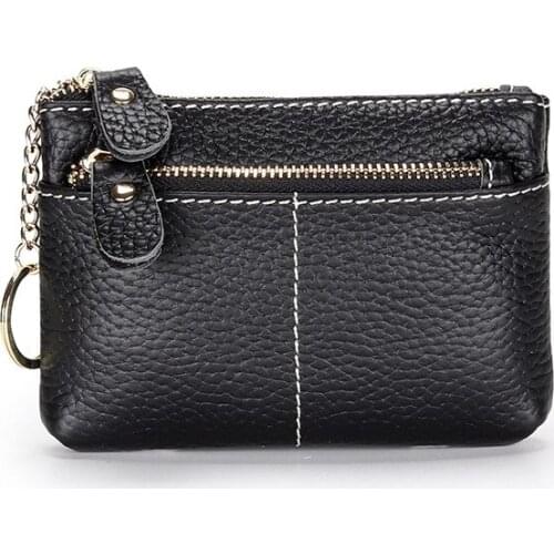 Womens Wallets Genuine Leather Fashion Zipper Money Bag Short Small Luxury Wallet Women Zipper Cowhide Cute Purse Mini Coin Bag