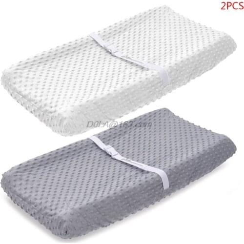 2 Pcs Soft Reusable Changing Pad Cover Minky Dot Foldable Travel Baby Breathable Diaper Pad Sheets Cover
