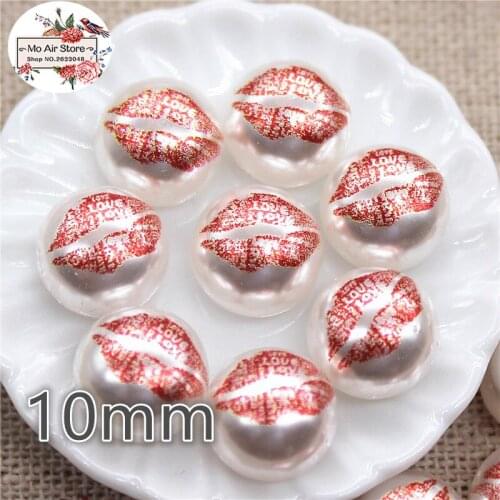 30pcs 10mm red lip Buttons Home Garden Crafts Cabochon Scrapbooking DIY Accessories