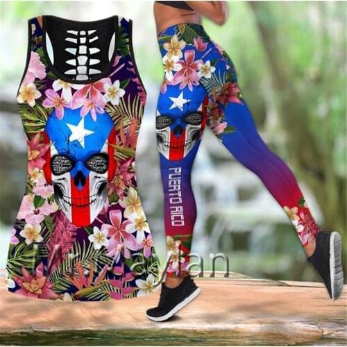 3D Print Skull Flowers Puerto Rico Style Tanktop Women Sexy Vest Girls Fashion Tank tops Clothes Ropa Mujer Oversized Drop ship
