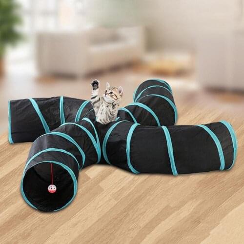 5-way Collapsible Cat Tunnel Tube Kitty Tunnel Bored Cat Pet Toys Peek Hole Toy Cat Puppy Kitty Kitten Rabbit