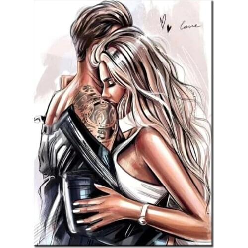 Diamond Puzzle Personality Couple full square round drill diamond painting 5d diy embroidery mosaic hug Kiss Lover Gift