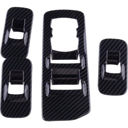 Car Grain Door Armrest Window Lift Adjust Panel Switch Trim Carbon Fiber Style Fit For Ford F150 2015 2016 2017 2018 2019 LHD