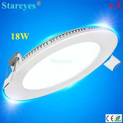 Free shipping 2 pcs Round led panel light 18W 1600LM AC90-265V 2835 SMD bulb spotlight lamp downlight led ceiling light Lighting