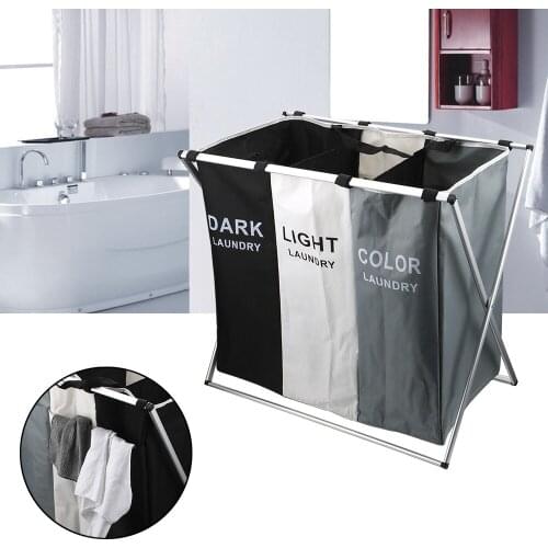 Large Collapsible Two/Three Grid Home Laundry Hamper Sorter Laundry Basket Dirty Laundry Basket Organizer X-Shape Foldable