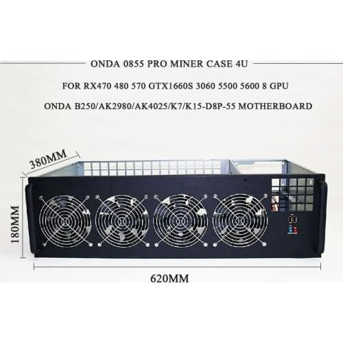 PC Server Case USB Miner System BTC ETH XMR Mining Rig Chassis For Onda AK2980 K15 K7 B250 D8P 55 Motherboard Miner 8 GPU Frame