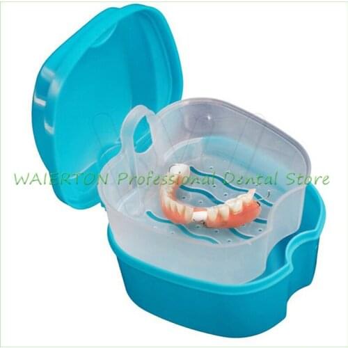 Denture Bath Box Case Dental False Teeth Storage Box with Hanging Net