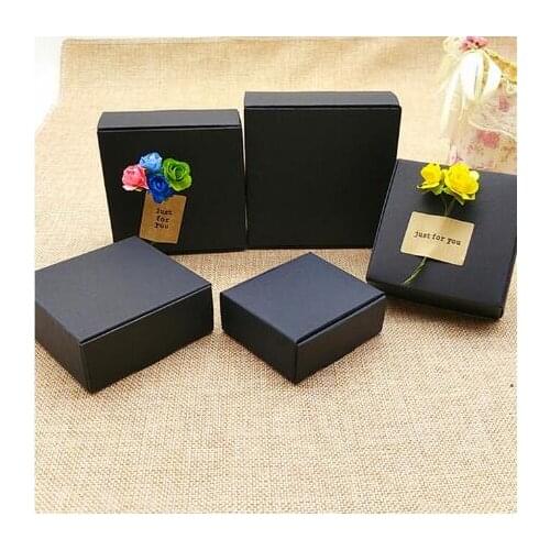 13 sizes Small Black Cardboard gift box,Black Package paper carton box, Gift paper handmade soap packaging craft box folding