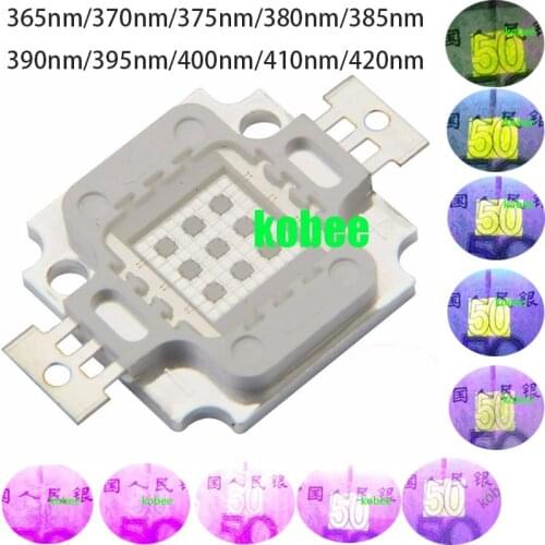 10W UV LED Chip Light High Power Light UV Purple LED 365nm 375nm 380nm 385nm 395nm 400nm 405nm Ultraviolet Bulbs Lamp Chips