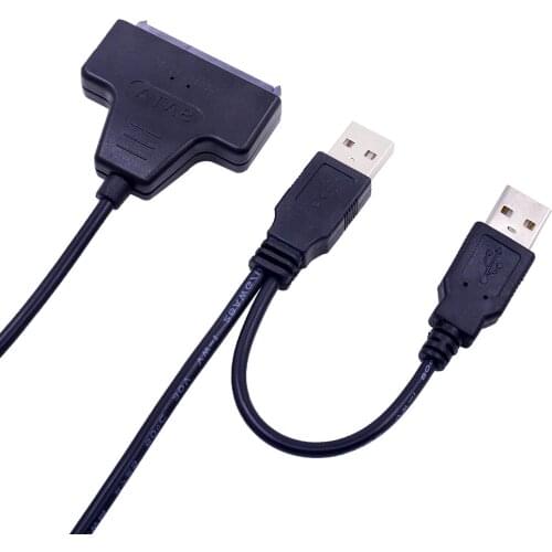 CHIPAL 10PCS Standard USB 2.0 to SATA 3.0 7+15 22Pin Cable Adapter Converter for 2.5'' Hard Disk Drive SSD with USB Power Supply