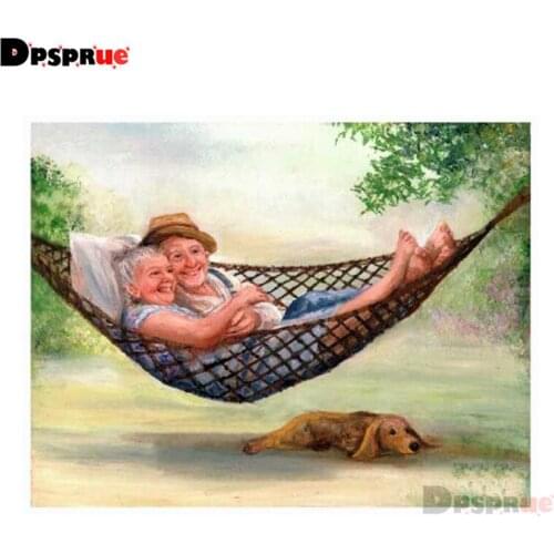 Dpsprue Full Square/Round Diamond Painting Cross Stitch Diamond 3D Embroidery Old Couple Swing DIY 5D Moasic Home Decor Gift P10