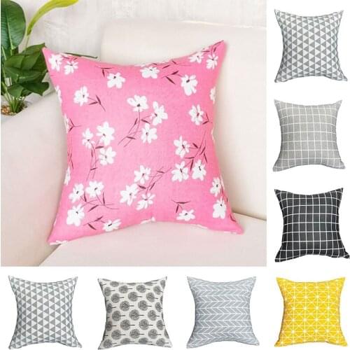 Geometric Cushion Cover Pink Gray Blue Decorative Sofa Cushions Throw Pillows Cotton Pillow Covers 45x45 Pillowcases Decor