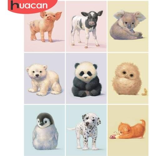 HUACAN 5D DIY Picture By Numbers Panda Animal Wall Art HandPainted Unique Gift Paint By Number Dog Childrens Room Decor