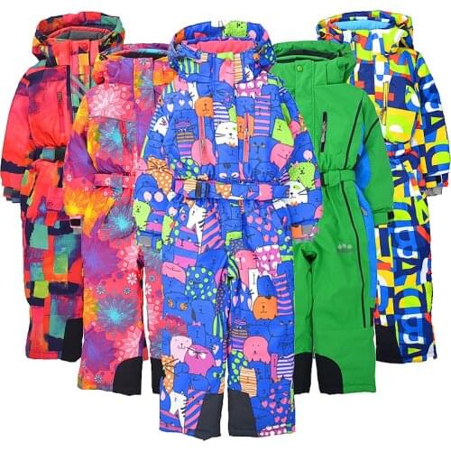 Childrens winter outdoor bodysuit ski suit windproof snow and water plus velvet thickening snow town ski equipment bodysuit