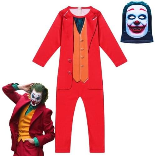 2019 Movie Joker Joaquin Phoenix Arthur Fleck Cosplay Costume Suits Halloween Mask