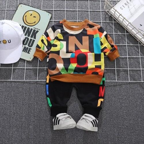 Spring Autumn Children Boys Clothing outfit Fashion Long Sleeve Letter shirt pant Sets Kids Clothes Tracksuit Baby 2 Pcs Suit