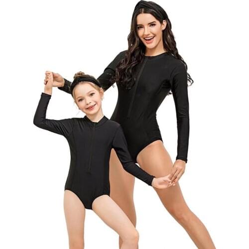 Tropical Swimsuits Family Matching Outfits Long Sleeve Mother Daughter Swimwear Mommy and Me Surfing Clothes