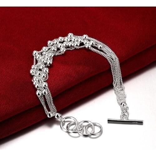 Hot popular 925 sterling silver Tassel chain grape beads Bracelets for woman Wedding party Christmas Gifts Fashion luxuryJewelry