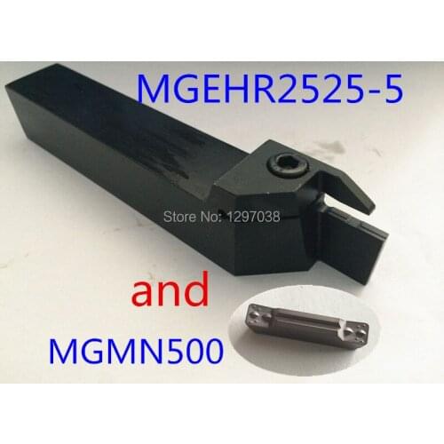 1PCS MGEHR2525-5 External Grooving Turning Lathe Tool Holder and 1PCS MGMN500 LDA Carbide Grooving Inserts