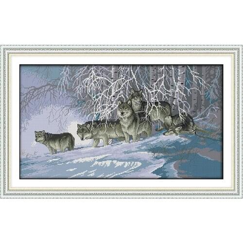 Wolves cross stitch kit aida 14ct 11ct count printed canvas stitches embroidery DIY handmade needlework