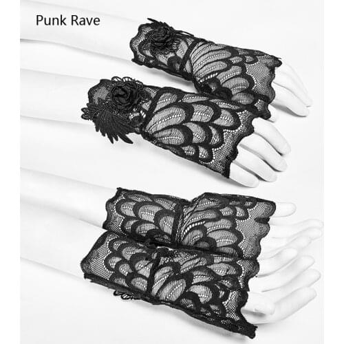 One Pair Punk Rave Fashion Novelty Lace Mesh Floral Gothic Lace Women Glove Victorian WS285