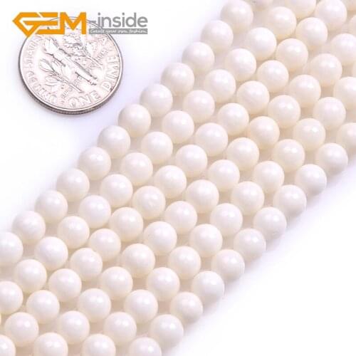 Wholesale ! 2mm-11mm GEM-inside Natural Cream White Coral Round Beads For Jewelry Making Strand 15 Inches Free Shipping New